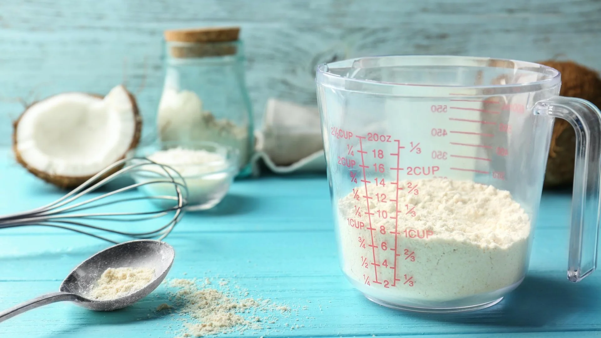 measuring cup with coconut flour